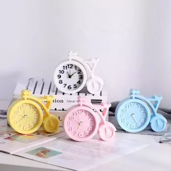 Креативный мультяшный будильник с указкой в виде скрипки и велосипеда в конфетном цвете для детской спальни, прикроватная тумбочка, украшение стола, электронные часы