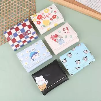 Креативный мультяшный дизайн женский кошелек из искусственной кожи держатель для банковских карт кавайные короткие складные кошельки зажим для денег женские кошельки A8