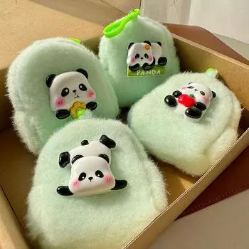 Креативный мультяшный кошелек для монет в виде панды, симпатичная мини-сумка для ключей в виде животного, детский кошелек для девочек на молнии, сумка для монет с USB-кабелем, кошельки для ключей