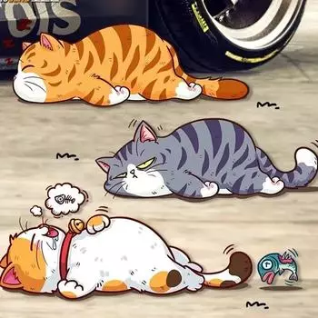 Креативный мультяшный кот, наклейка на мотоцикл, наклейка на автомобиль, наклейка на крышку автомобиля, водонепроницаемая наклейка, наклейки для украшения стен ноутбука автомобиля, аксессуары 3pcs