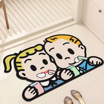 Креативный мультяшный коврик для ванной комнаты с диатомовой грязью, быстросохнущий нескользящий коврик для ног, который можно подгонять под размер, впитывающий коврик для двери туалета 40 * 60cm