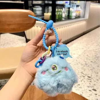 Креативный мультяшный плюшевый маленький монстр, кулон, брелок, украшения, аксессуары для женской сумки синий