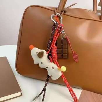 Креативный мультяшный щенок плюшевый брелок плетеный веревочный брелок сумка подвеска сумки подвесное украшение пара держатель для ключей