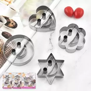 Креативный набор форм для печенья из нержавеющей стали, звезда, сердце, цветок, круглый торт, мусс, круг, набор для печенья, кухонные принадлежности, столовая