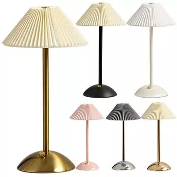 Креативный настольный светильник с плиссированным абажуром в виде зонтика, настольная лампа в скандинавском стиле с зарядкой через USB, 3 цвета света для спальни A