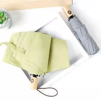 Креативный небольшой свежий зонт, простой однотонный креативный зонт из цельного дерева в стиле ретро для мужчин и женщин, а также зонт с принтом 21 inches белый