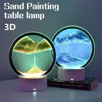 Креативный ночник Quicksand 7 цветов 3D песочная живопись настольная лампа светодиодный ночник декор спальни песочный подарок песочные часы лампа