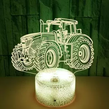 Креативный ночник в виде трактора, меняющий цвет, 3D-паровоз, настольная лампа, интересные зубные и музыкальные инструменты, акриловая лампа Black base