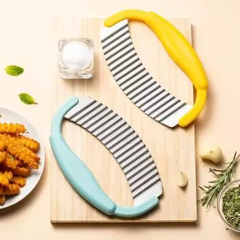 Креативный нож для нарезки картофеля фри, овощей, фруктов, гофрированный волнистый нож, резак для картофеля фри, кухонные гаджеты, аксессуары