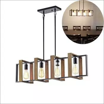 Креативный обеденный стол, индустриальный стиль, ретро островной настольный светильник из цельного дерева, железный арт-бар, настольный светильник для ресторана, подвесной светильник 1 Headlight