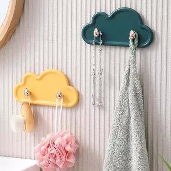 Креативный облачный держатель для ключей с двумя крючками, настенный, пластиковый, самоклеящийся, органайзер для полотенец и пальто для ванной комнаты оранжевый