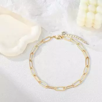 Креативный овальный браслет-скрепка, удлинительная цепочка, регулируемый браслет, инкрустированный стразами, простой браслет, модные аксессуары серебряный