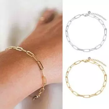 Креативный овальный бумажный регулируемый браслет, удлинитель, зажим для цепи, инкрустация стразами, простые аксессуары для браслета золотистый