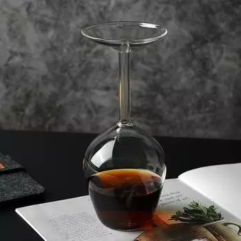 Креативный перевернутый бокал для вина, забавная стеклянная посуда для вечеринок, свадебные фужеры, перевернутый бокал из боросиликатного стекла 1PC