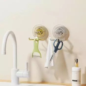 Креативный перфорированный бесплатный крючок, вращающийся крючок на вакуумной присоске, настенный, простой в установке, крючок для кухни, ванной комнаты серебряный