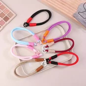 Креативный плетеный шнурок для ключей, цветной карабин, телефонная цепочка, браслет, защищающий от потери, держатель для ключей от машины, рюкзак, кулон розовый