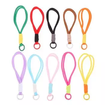 Креативный плетеный шнурок для ключей, цветной карабин, чехол для телефона, цепочка, браслет, защищающий от потери, держатель для ключей в машину, сумка, кулон розовый