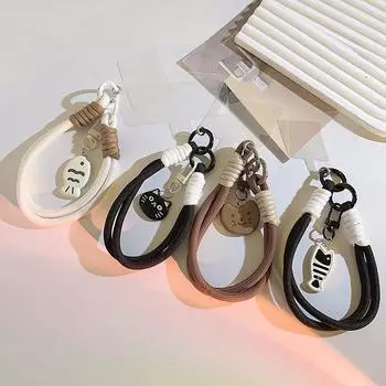 Креативный плетеный шнурок для ключей для телефона, женский чехол, анти-потеряющийся узел, веревочный ремешок, автомобильные брелки, аксессуары для ключей своими руками