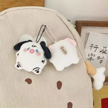 Креативный плюшевый брелок в виде животного, милый мультяшный брелок с собакой, кулон, брелок для кукол, игрушек, сумок, украшений, аксессуаров, подарков чёрный