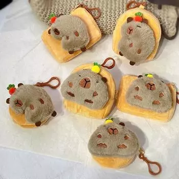 Креативный плюшевый кошелек для монет Capybara Kawaii Anime, милые мультяшные сумки, кулон, плюшевая сумка для хранения наушников A2