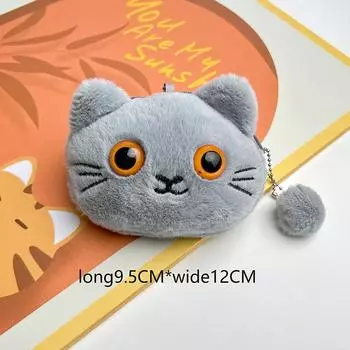 Креативный плюшевый кошелек для монет в виде кота, аниме, кавайный мини-кошелек для монет, круглые сумки с мультяшным принтом, подвеска, органайзер для наушников