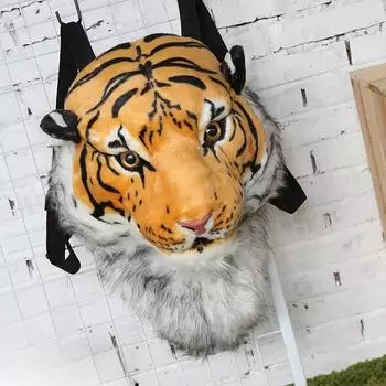 Креативный плюшевый рюкзак с головой тигра — уличная мода для студентов и пар