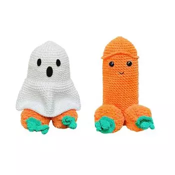 Креативный подарок - украшения в виде тыквы-привидения на Хэллоуин, связанные крючком вручную One Size