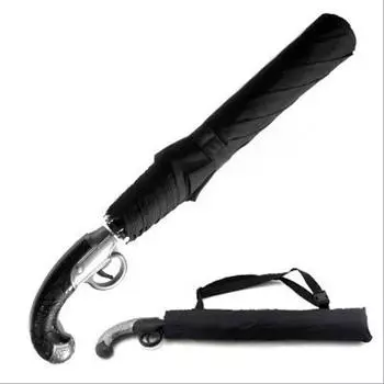 Креативный подарок, зонтик с ручкой-пистолетом, летний солнечный зонтик, зонтик-пистолет, персонализированный зонтик, подарок чёрный