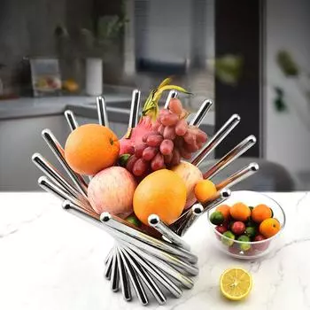 Креативный поднос для фруктов из нержавеющей стали, корзина для фруктов в европейском стиле для гостиной, для хранения фруктовых закусок и всякой всячины