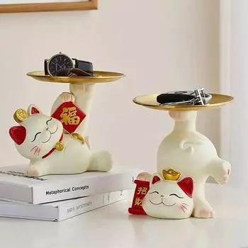 Креативный поднос для хранения кошек, фигурка, современный стиль, домашний декор, настольные украшения, скульптура животных, аксессуары для гостиной, поделки