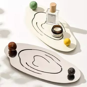 Креативный поднос из нержавеющей стали Moire, поднос особой формы, тарелка-маятник для ароматерапии, украшение для дома, нестандартная тарелка бежевый