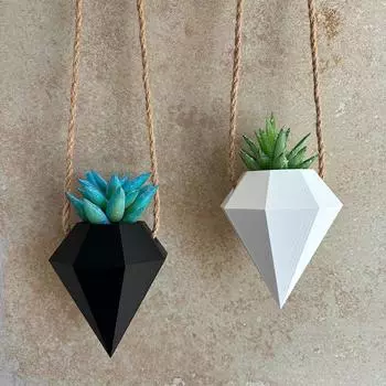 Креативный подвесной кашпо Пластиковый цветочный горшок Украшение из сухих цветов Цветочная композиция Домашний декор Украшение стен белый