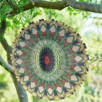Креативный подвесной светильник для украшения сада, изысканная подвеска в виде колокольчика, 3D-вращающееся ветровое колесо, живописное место Style 8