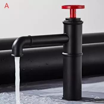 Креативный полностью медный смеситель для раковины, элегантный черный промышленный кран для раковины с воздушным охлаждением, в американском стиле, в стиле ретро