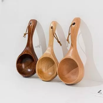 Креативный половник для сухого риса, практичный половник для воды, японский бытовой деревянный половник с длинной ручкой, половник для риса, половник для конджи, деревянный мерный половник