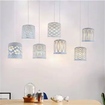 Креативный полый кованый абажур из художественного железа, минималистичный белый чехол для лампы на кровать, люстра, абажур для украшения дома