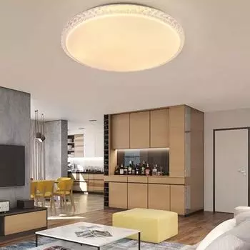 Креативный потолочный светильник с бриллиантами, круглый, диаметр 40 см, трехцветный с затемнением, 48 Вт.