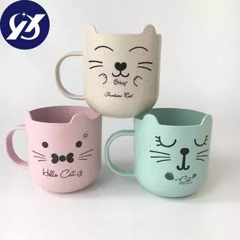 Креативный простой материал из пшеничной соломы, милая мультяшная чашка, пластиковая чашка Fason, унисекс, домашняя чашка для мытья розовый