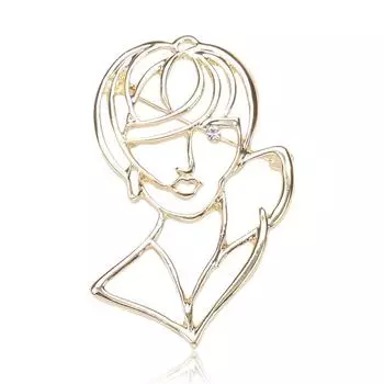 Креативный простой ретро полый портрет брошь сплав гальванопокрытие персонализированный универсальный корсаж золотой