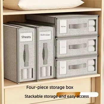 Креативный ящик для хранения простыней, тканевая простыня для одежды, 4-х предметный органайзер для гардероба, одеяло, пододеяльник, нетканый ящик для хранения из ткани «Оксфорд» 48X32X12