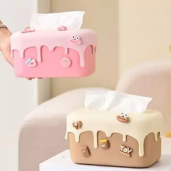 Креативный ящик для хранения салфеток Пластиковый чехол для хранения салфеток Диспенсер для бумажных полотенец Украшение для рабочего стола White-1