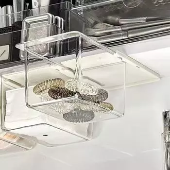 Креативный ящик для хранения вещей с выдвижным ящиком и полкой в форме колбасного выступа, самоклеящийся органайзер без перфорации под зеркалом прозрачный