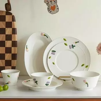 Креативный рельефный цветок Керамическая тарелка Легкая роскошная ресторанная вкусная салатница фруктовая тарелка Изысканные домашние блюда Обеденные тарелки