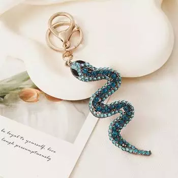 Креативный ретро китайский зодиак бриллиантовая змея автомобильная подвеска цинковый сплав змея брелок сумка подвесное украшение небольшой подарок на вечеринку синий