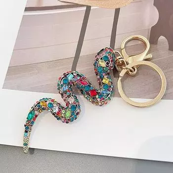 Креативный ретро китайский зодиак бриллиантовая змея подвеска для автомобиля креативный красочный змея брелок сумка подвесное украшение небольшой подарок one size
