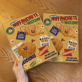 Креативный рисунок еды, совместимый с чехлом для iPad Gen10 10.9 Air6 Mini7/6 Gen7/8/9 10.2 Pro2024 11 Air4/5, чехол в стиле книги с отделением для ручки iPad 2021 Gen910.2