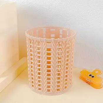 Креативный ротанговый пластиковый держатель для ручек, многофункциональные полые коробки, настольные офисные канцелярские принадлежности, контейнер для карандашей, коробка для хранения синий