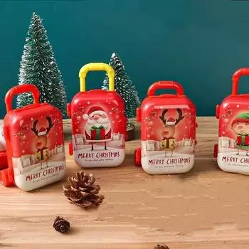 Креативный рождественский чемодан, коробка для конфет, мультяшный Санта-Клаус, снеговик, лось, эльф, рождественский подарочный пакет, рождественский декор, новогодний чемодан для денег