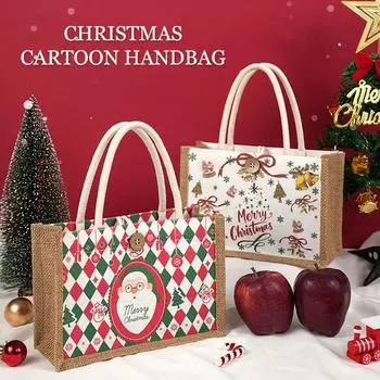 Креативный рождественский подарочный пакет с изображением Санта-Клауса, рождественской елки, холщовая сумка, рождественский декор, подарки, подарки Navidad A19