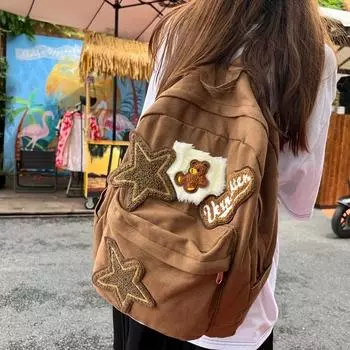 Креативный рюкзак, студенческая сумка, винтажная холщовая сумка Bear Backpack